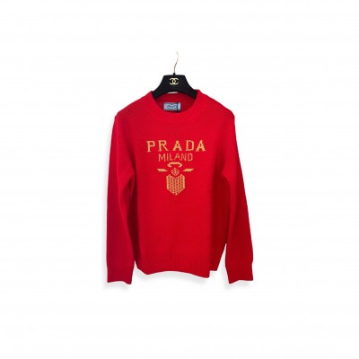 PRADA LOGO-INTARSIA CASHMERE SWEATER 